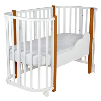 Детская кровать-трансформер Indigo Baby Lux, Белый / Натуральные стойки