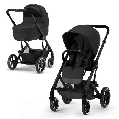 Коляска 2 в 1 Cybex Balios S Lux New 2023 шасси Black, Moon Black (Черный / шасси Черный)