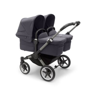 Коляска для двойни 2 в 1 Bugaboo Donkey 5 Twin шасси Graphite, Stormy Blue (Синий)