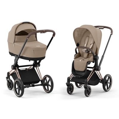 Коляска 2 в 1 Cybex Priam IV шасси Rose Gold, Cozy Beige (Бежевый)