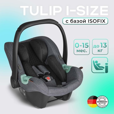 Автокресло ABC-Design Tulip i-Size + База Isofix (0-13 кг), Asphalt (Серый)