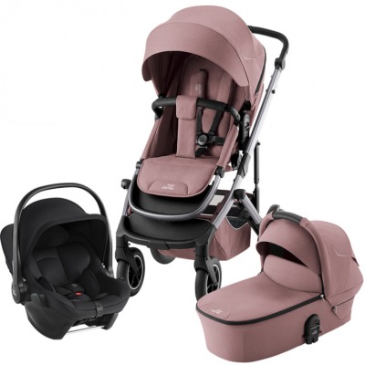 Коляска 3 в 1 Britax Roemer Smile 5Z, Dusty Rose (Розовый) + Автокресло Baby-Safe Core, Space Black (Черный)