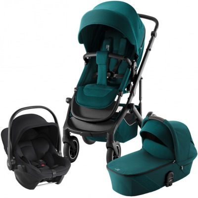 Коляска 3 в 1 Britax Roemer Smile 5Z, Atlantic Green (Темно-зеленый) + Автокресло Baby-Safe Core, Space Black (Черный)