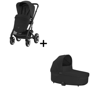 Коляска 2 в 1 Cybex Talos S Lux шасси BLK (с дождевиком), Moon Black (Черный)