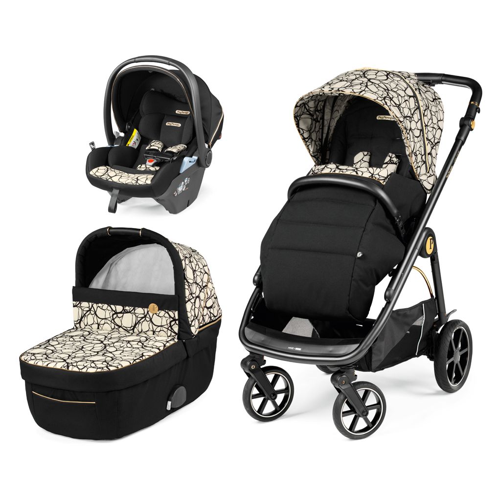 Коляска 3 в 1 Peg-Perego Veloce Lounge, Graphic Gold (Бежевый / Черный)