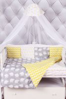 Комплект в кроватку AmaroBaby (18 предметов), Совята (Желто-серый, Бязь) - вид 1 миниатюра