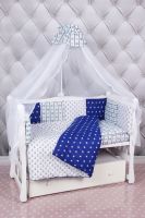 Комплект в кроватку AmaroBaby (18 предметов), Бриз (Синий / Белый, Бязь) - вид 1 миниатюра