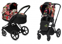 Коляска 2 в 1 Cybex Priam III Spring Blossom шасси Matt Black, Dark (Темный) - вид 1 миниатюра