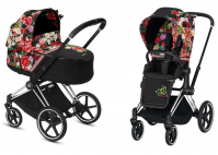 Коляска 2 в 1 Cybex Priam III Spring Blossom шасси Chrome Black, Dark (Темный) - вид 1 миниатюра