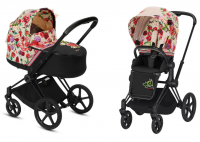 Коляска 2 в 1 Cybex Priam III Spring Blossom шасси Matt Black, Light (Светлый)