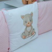 Комплект в кроватку Vikalex Мишкина Компания для овальной кроватки (6 предметов), Горох / Розовый - вид 19 миниатюра