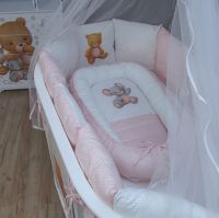Комплект в кроватку Vikalex Мишкина Компания для овальной кроватки (6 предметов), Горох / Розовый - вид 7 миниатюра