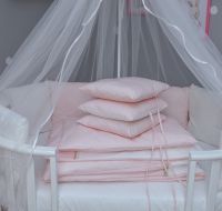 Комплект в кроватку Vikalex Мишкина Компания для овальной кроватки (6 предметов), Горох / Розовый - вид 11 миниатюра