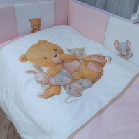Комплект в кроватку Vikalex Мишкина Компания (6 предметов), Горох / Розовый - вид 15 миниатюра