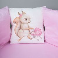 Комплект в кроватку Vikalex Белочка для овальной кроватки (6 предметов), Розовый - вид 21 миниатюра