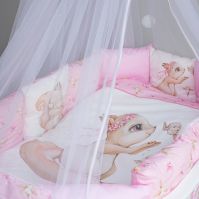 Комплект в кроватку Vikalex Белочка для овальной кроватки (6 предметов), Розовый - вид 5 миниатюра
