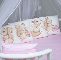 Комплект в кроватку Vikalex Белочка для овальной кроватки (6 предметов), Розовый - вид 13 миниатюра