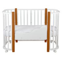 Детская кровать-трансформер Indigo Baby Lux, Белый / Натуральные стойки - вид 1 миниатюра