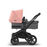 Коляска для двойни 2 в 1 Bugaboo Donkey 5 Twin шасси Black, Grey Melange / Morning Ping (Серый Меланж / Розовый) - вид 1 миниатюра