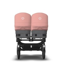 Коляска для двойни 2 в 1 Bugaboo Donkey 5 Twin шасси Black, Grey Melange / Morning Ping (Серый Меланж / Розовый) - вид 5 миниатюра