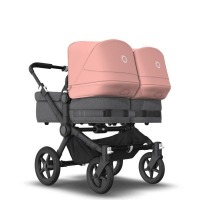 Коляска для двойни 2 в 1 Bugaboo Donkey 5 Twin шасси Black, Grey Melange / Morning Ping (Серый Меланж / Розовый) - вид 7 миниатюра