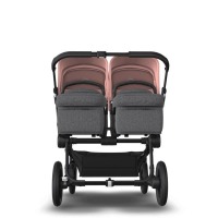 Коляска для двойни 2 в 1 Bugaboo Donkey 5 Twin шасси Black, Grey Melange / Morning Ping (Серый Меланж / Розовый) - вид 9 миниатюра