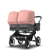 Коляска для двойни 2 в 1 Bugaboo Donkey 5 Twin шасси Graphite, Grey Melange / Morning Ping (Серый Меланж / Розовый) - вид 3 миниатюра