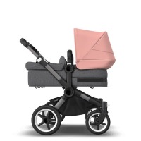 Коляска для двойни 2 в 1 Bugaboo Donkey 5 Twin шасси Graphite, Grey Melange / Morning Ping (Серый Меланж / Розовый) - вид 7 миниатюра