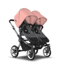 Коляска для двойни 2 в 1 Bugaboo Donkey 5 Twin шасси Graphite, Grey Melange / Morning Ping (Серый Меланж / Розовый) - вид 15 миниатюра