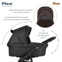 Коляска-люлька Pituso Nino Eco-Leather, Black (Черный) - вид 5 миниатюра