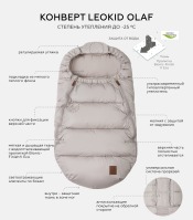 Конверт в коляску Leokid Olaf, Sand Shell 2023 (Бежевый) - вид 5 миниатюра