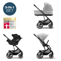 Коляска 3 в 1 Cybex Balios S Lux New 2023 шасси Black, Lava Grey (Серый / шасси Черный / с дождевиком) - вид 1 миниатюра