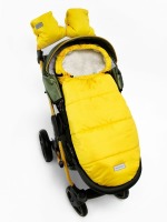 Конверт зимний меховой Amarobaby Snowy Travel, Желтый, 105 см - вид 9 миниатюра