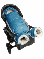 Конверт зимний меховой Amarobaby Snowy Travel, Серо-голубой, 105 см - вид 7 миниатюра