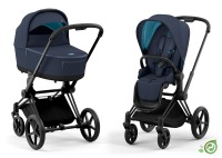 Коляска 2 в 1 Cybex Priam IV шасси Matt Black, Dark Navy (Темно-синий) - вид 1 миниатюра