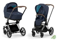 Коляска 2 в 1 Cybex Priam IV шасси Chrome Brown, Dark Navy (Темно-синий) - вид 1 миниатюра