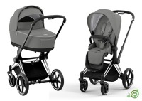 Коляска 2 в 1 Cybex Priam IV шасси Chrome Black, Pearl Grey (Серый) - вид 1 миниатюра