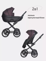 Коляска 2 в 1 Riko Basic Pacco Classic, 01 Plum (Сливовый - Черный) - вид 3 миниатюра