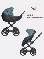 Коляска 2 в 1 Riko Basic Pacco Classic, 03 Lagoon (Бирюзовый - Черный) - вид 3 миниатюра