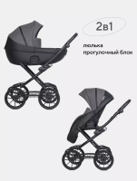 Коляска 2 в 1 Riko Basic Pacco Classic, 04 Carbon (Темно-серый - Черный) - вид 3 миниатюра