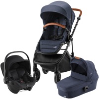 Коляска 3 в 1 Britax Roemer Strider M, Navy Ink (Синий) + Автокресло Baby-Safe Core (0-13 кг), Space Black (Черный) - вид 1 миниатюра