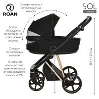 Коляска 2 в 1 Roan Sol Luxury, True Black / шасси Gold (Черный) - вид 29 миниатюра