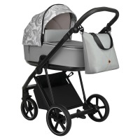 Коляска 2 в 1 Roan Sol Flowers, Gray / шасси Black (RSF/5002) - вид 1 миниатюра