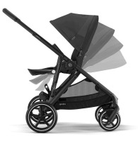 Коляска прогулочная Cybex Gazelle S шасси BLK, Moon Black / Черный (с корзиной и дождевиком) - вид 3 миниатюра