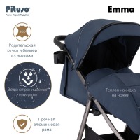 Прогулочная коляска Pituso Emma, Navy Blue (Темно-синий) - вид 27 миниатюра