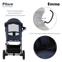 Прогулочная коляска Pituso Emma, Navy Blue (Темно-синий) - вид 31 миниатюра