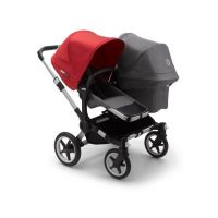 Коляска для погодок Bugaboo Donkey 3 Duo шасси Alu, Grey Melange / Red /Grey Melange (Серый Меланж / Красный / Серый Меланж) - вид 1 миниатюра