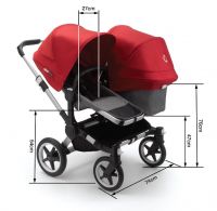 Коляска для погодок Bugaboo Donkey 3 Duo шасси Alu, Grey Melange / Red /Grey Melange (Серый Меланж / Красный / Серый Меланж) - вид 1 миниатюра