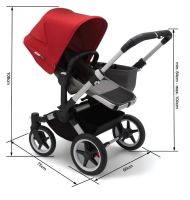 Коляска для погодок Bugaboo Donkey 3 Duo шасси Alu, Grey Melange / Red /Grey Melange (Серый Меланж / Красный / Серый Меланж) - вид 3 миниатюра