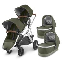 Коляска для двойни 2 в 1 Uppababy Vista V2, Hazel (Оливковый) - вид 1 миниатюра